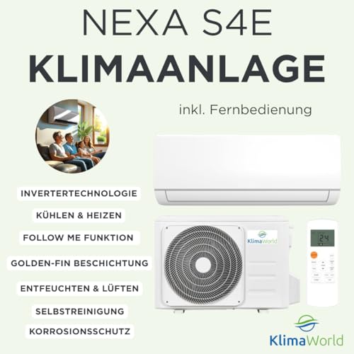 KlimaWorld Split Klimaanlage Komplett-Set | NEXA S4 E 12000 | 3,4 kW
