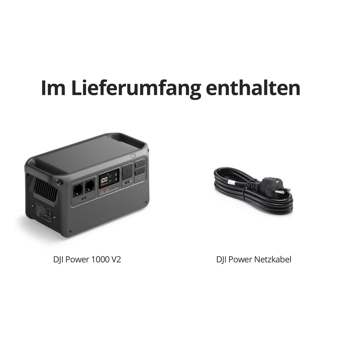 DJI Power 1000 V2 Powerstation 1024Wh LiFePO4, 2600W Solar, kompakt, 0–80% in 37 Min. Schnellladung, Camping & Zuhause