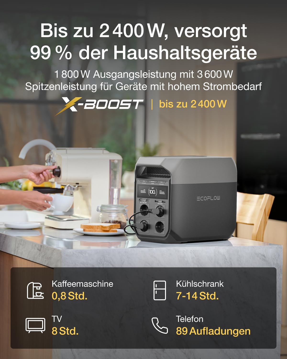 EcoFlow DELTA 3 Powerstation 1024Wh LiFePO4 mit Zusatzakku, erweiterbar, Solargenerator für Camping & Notstrom