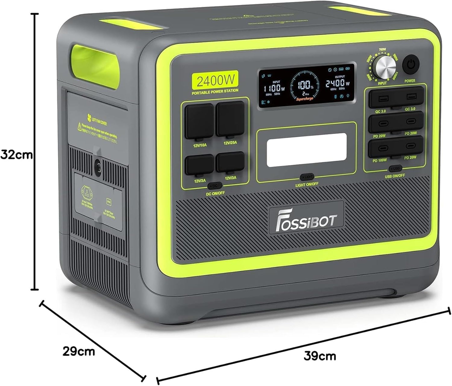 FOSSiBOT F2400 Tragbare Powerstation 2048Wh LiFePO4 mit mit 420W Solarpanel, 3x AC Ausgängen 2400W (4800W Peak) Solargenerator, 230V AC/DC/USB C/QC3.0, Mobiler Stromgenerator für Outdoor Camping