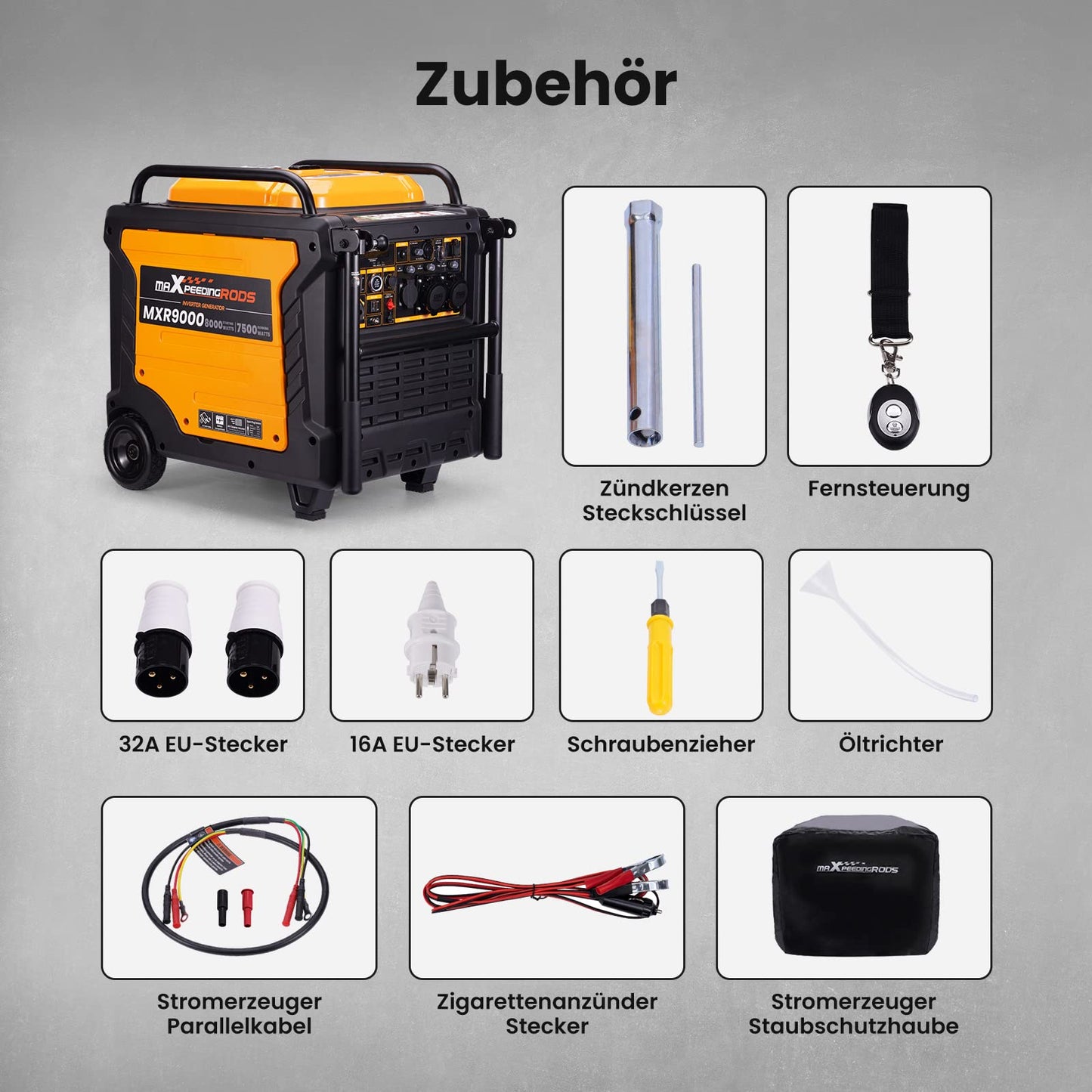 maXpeedingrods Inverter Stromgenerator 8000W Benzin 4 Takt Leise und leicht als Notstromaggregat hausversorgung für Garage