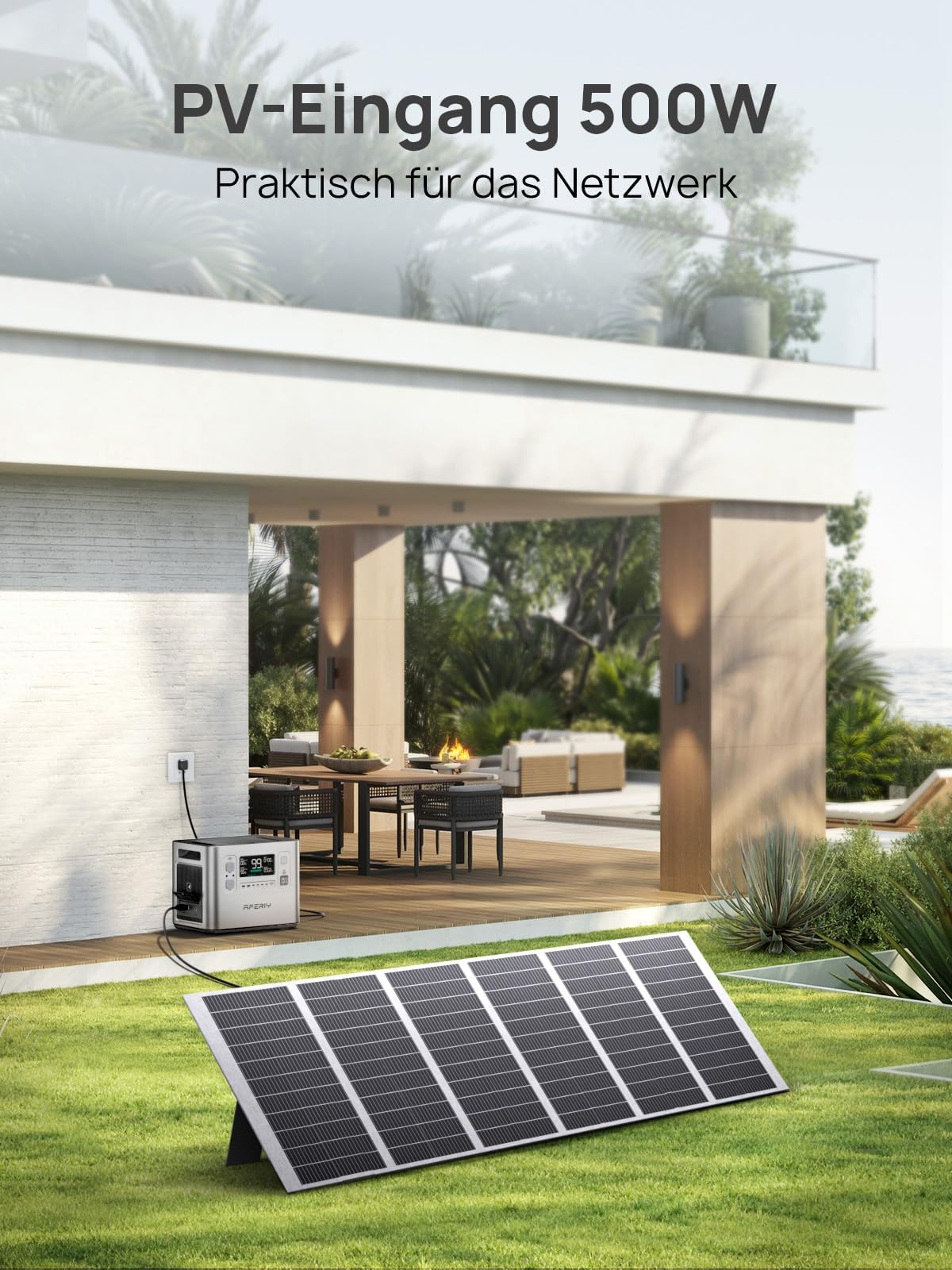 AFERIY Solar Generator 2400W 2048Wh mit 200W faltbarem Solarpanel, APP, LiFePO4, 4800W Peak, tragbare Powerstation für Camping