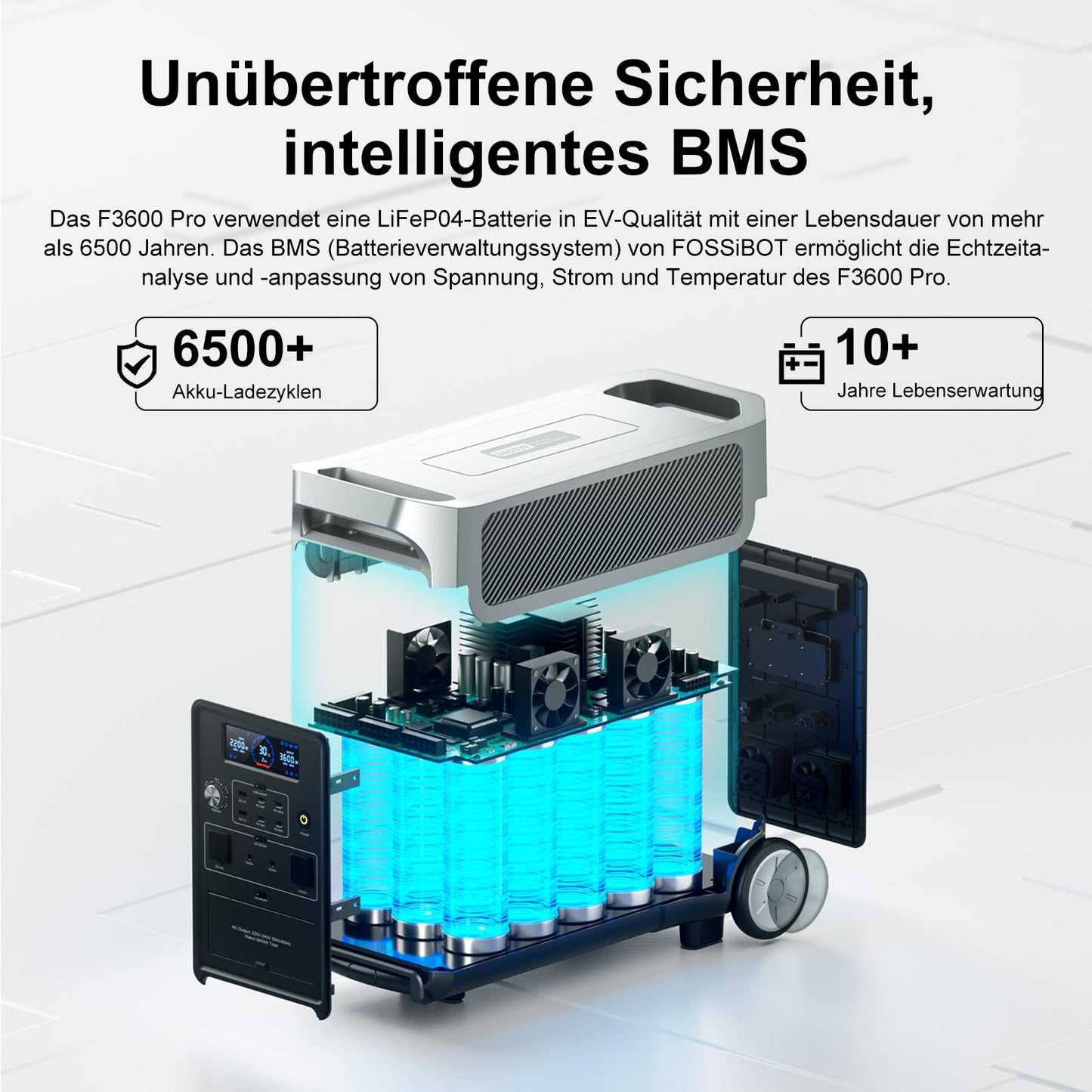 FOSSiBOT F3600 Pro Solargenerator, 3840Wh LiFePO4 Tragbare Powerstation, 3x230V AC Ausgang 3600W (7200W Peak), Stormerzeuger Schnelles Stromspeicher Aufladen Reise Power Station, Outdoor Camping