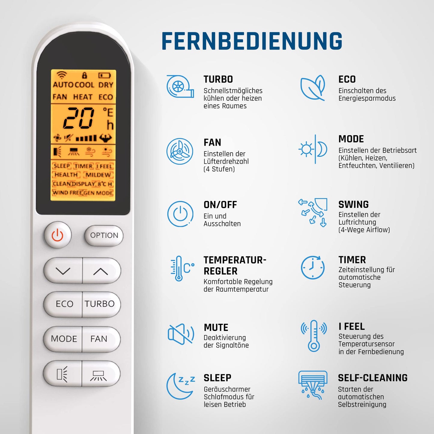 Danyon Split-Klimaanlage 12000 BTU (3,4 kW), Inverter, leise, Smart Home, Heizfunktion, R32 vorgefüllt, Timer, für bis zu 59 m², inkl. 5 m Set