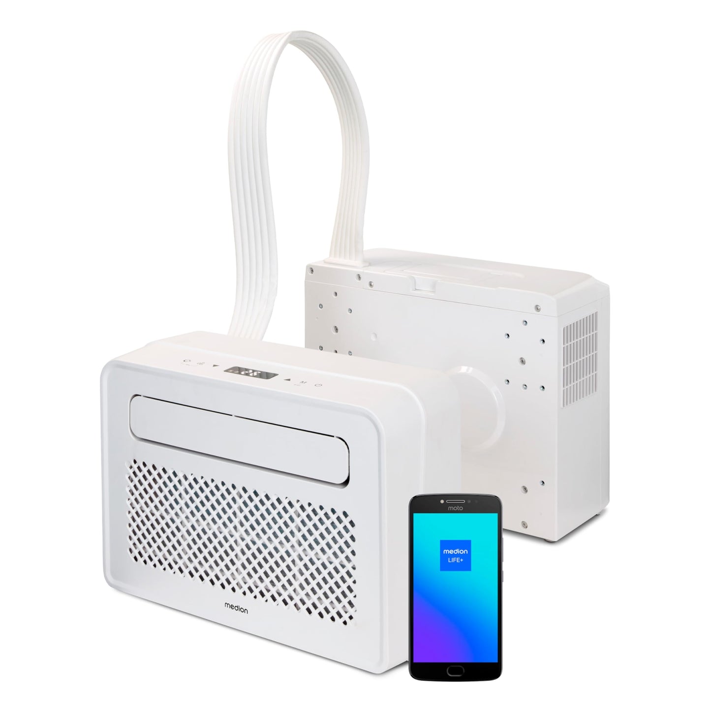 MEDION P502 Split-Klimaanlage, 5000 BTU, smart, für Wohnwagen, Camper & Boote, mit Montagekit, Kühlen, Entfeuchten, Ventilieren, Schlafmodus