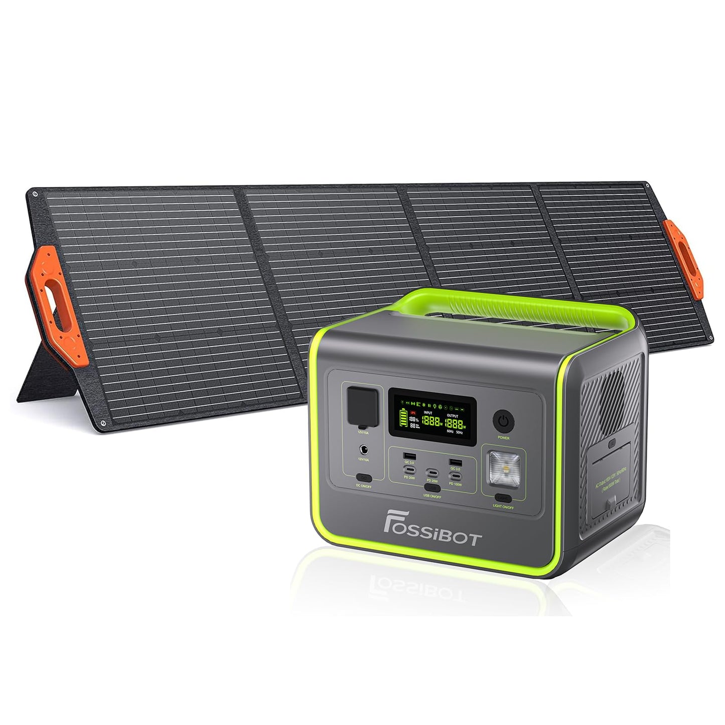 FOSSiBOT Powerstation 512Wh + 200W Solarpanel, LiFePO4, 800W/1600W, 1,5h Schnellladung, 230V Sinus, Camping & Wohnmobile