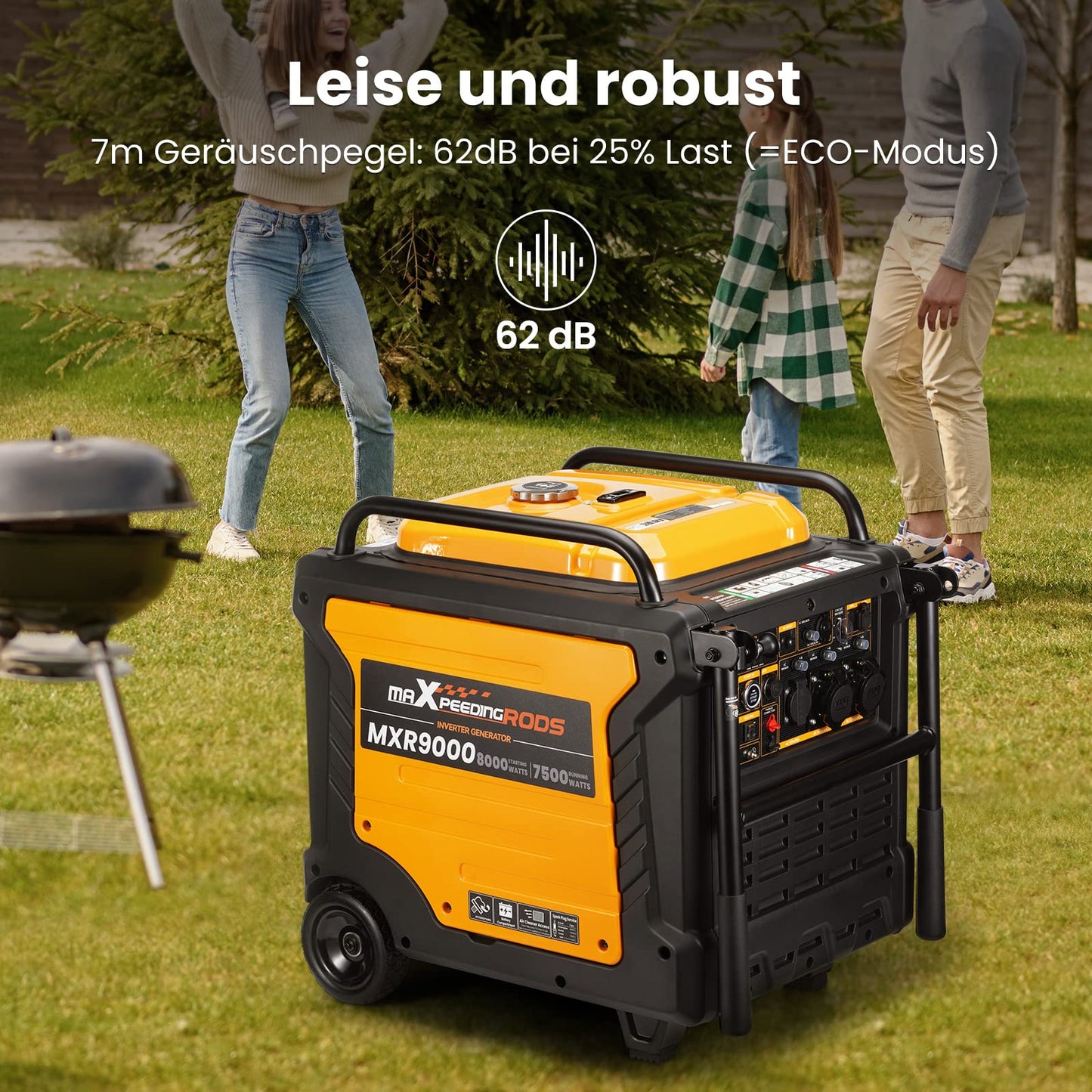 maXpeedingrods Inverter Stromgenerator 8000W Benzin 4 Takt Leise und leicht als Notstromaggregat hausversorgung für Garage