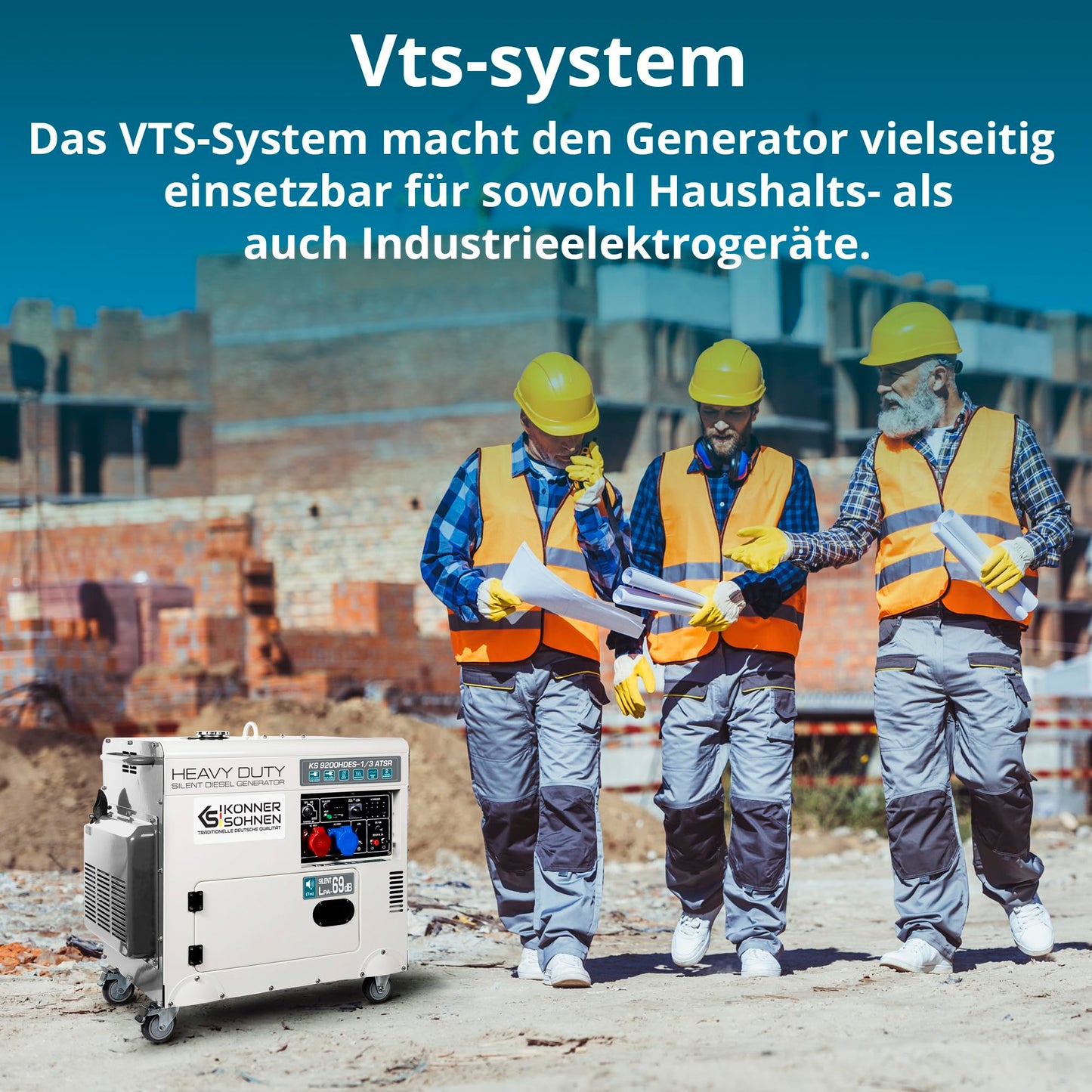 Könner & Söhnen KS 9200HDES-1/3 ATSR Diesel Stromerzeuger 18PS, E-Start, 7500/6400W, AVR, leise, 400V/230V Anschlüsse