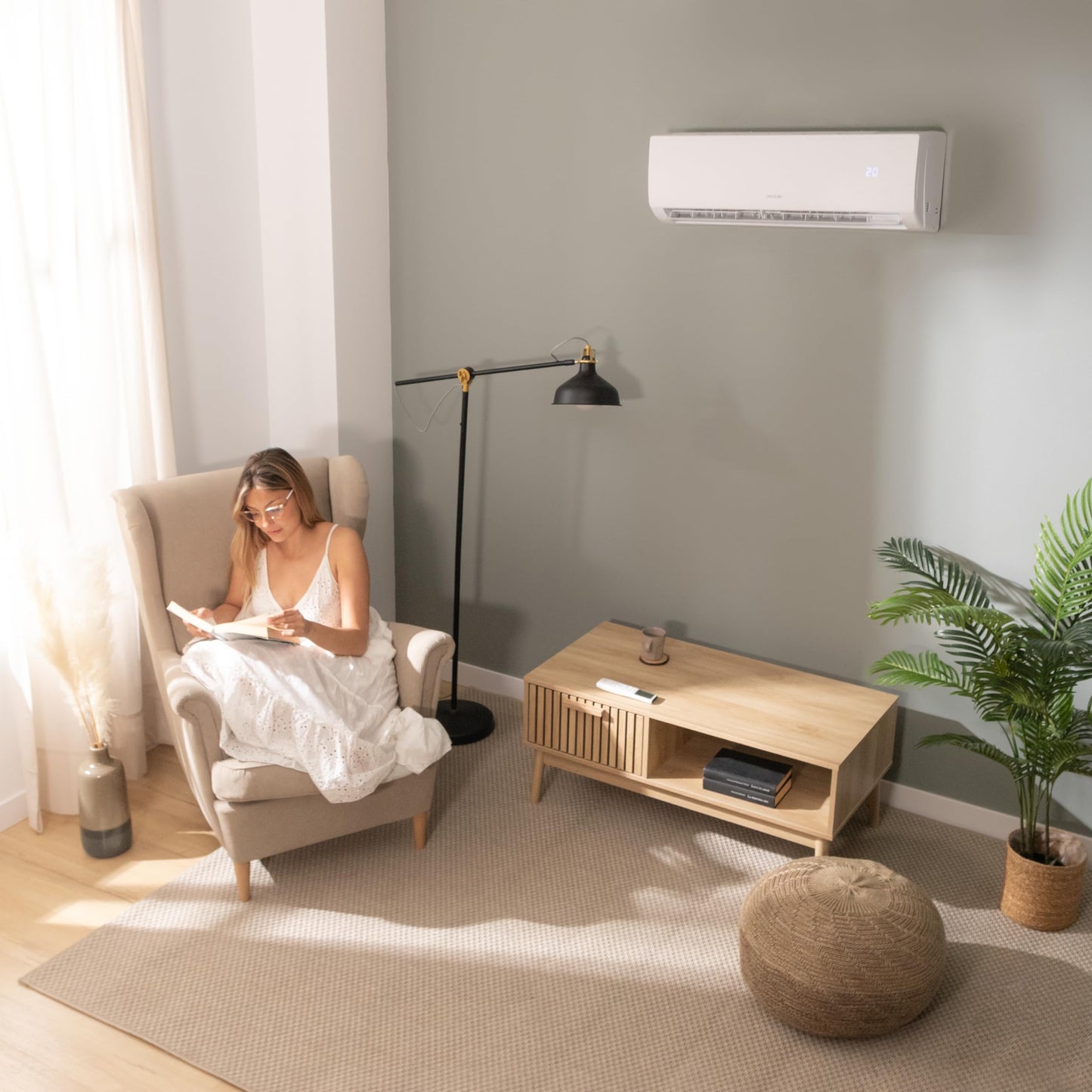 Cecotec EnergySilence 12000 AirClima, 12000 BTU, Wärmepumpe, LED-Anzeige, Fernbedienung, 5 Modi, 24 h Timer, 62 dB, Energieklasse A++