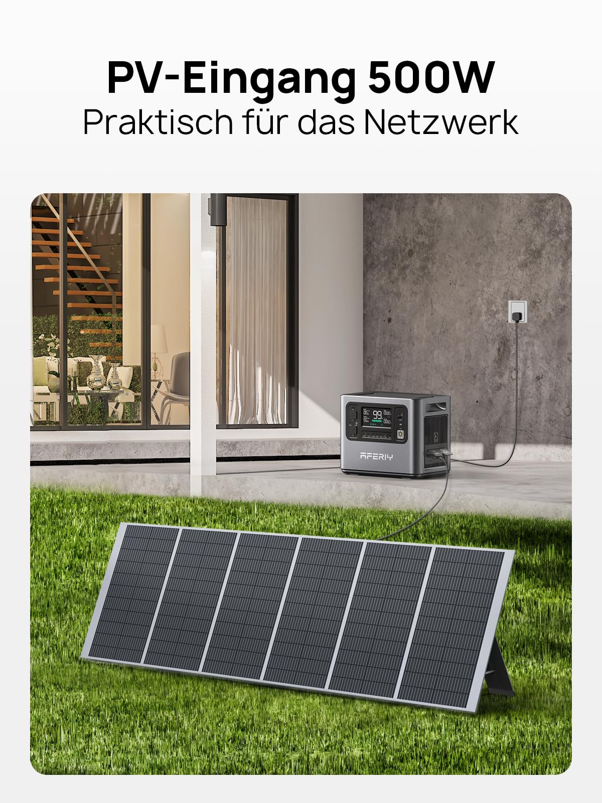 AFERIY Solar Generator 2400W 2048Wh mit 400W faltbarem Solarpanel, LiFePO4, 4800W Peak, tragbare Powerstation für Camping & Notstrom