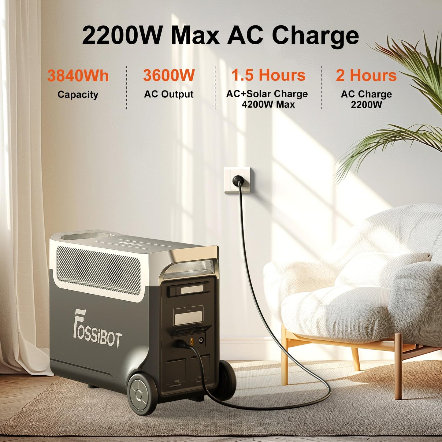 FOSSIBOT F3600 Pro Powerstation mit 420W Solarpanel, 3840Wh LiFePO4 Tragbare Solargenerator 3600W AC Output Erweiterbar 3.8-11.5 kWh, Power Station für Zuhause, Camping, Wohnmobil