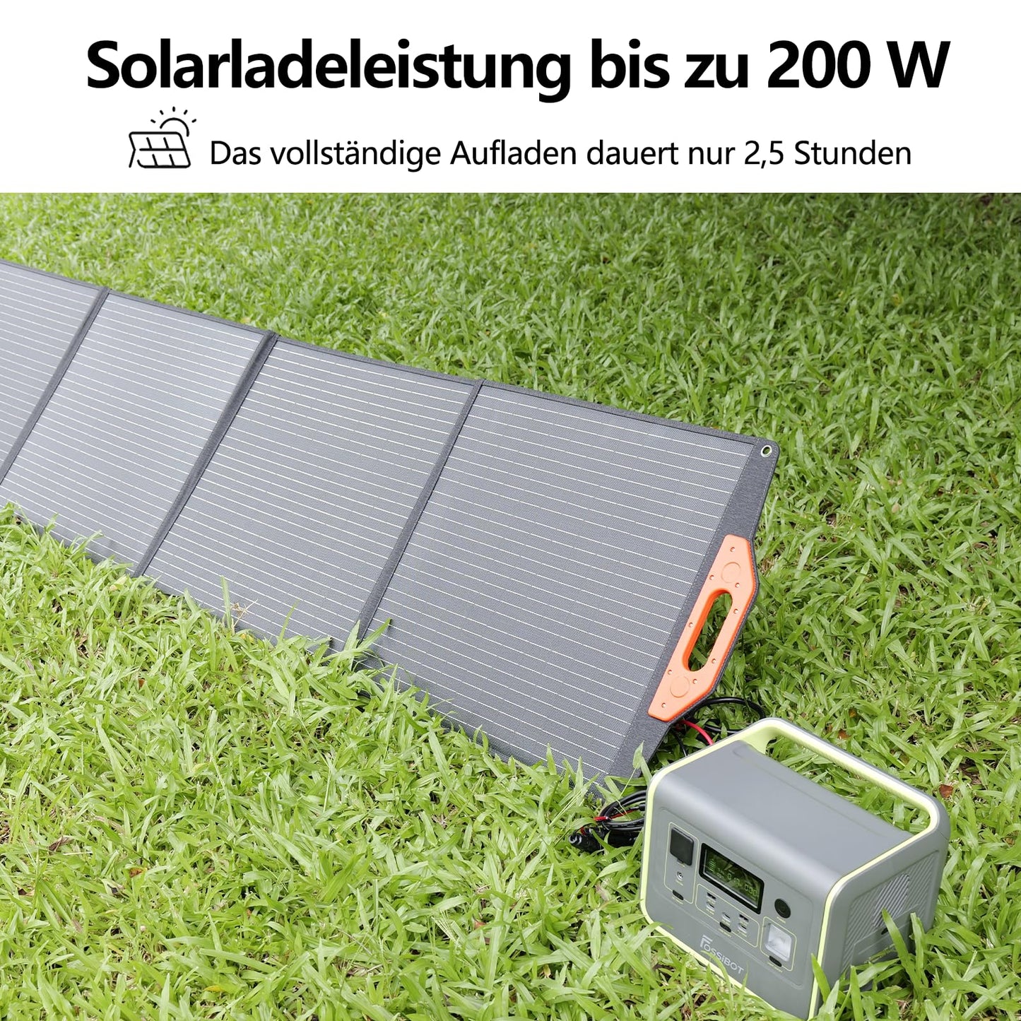 FOSSiBOT Powerstation 512Wh + 200W Solarpanel, LiFePO4, 800W/1600W, 1,5h Schnellladung, 230V Sinus, Camping & Wohnmobile