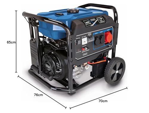 Scheppach SG7100x Benzin Stromgenerator 5400W, 12PS, E-Start, 2×230V/1×400V, 25L Tank, AVR, mit Fahrvorrichtung