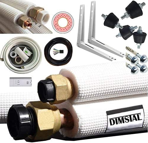 DIMSTAL 12000 BTU (3,6 kW) Split-Klimaanlage + Heizung, ECO, Smart WiFi, Self-Clean, Ioniser, Follow Me, leise, inkl. 3 m Leitungen – Komplettset