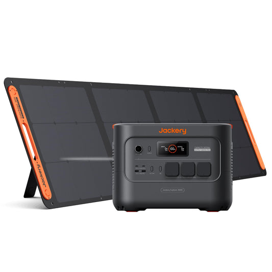 Jackery Powerstation E3000 v2 mit 200W Solarpanel, 3072Wh Solargenerator mit LFP Batterie, 3600W Dauerleistung, 2x USB-C PD100W, Kompakte Powerstation für Notstrom, Camping, Wohnmobil & Haushalt