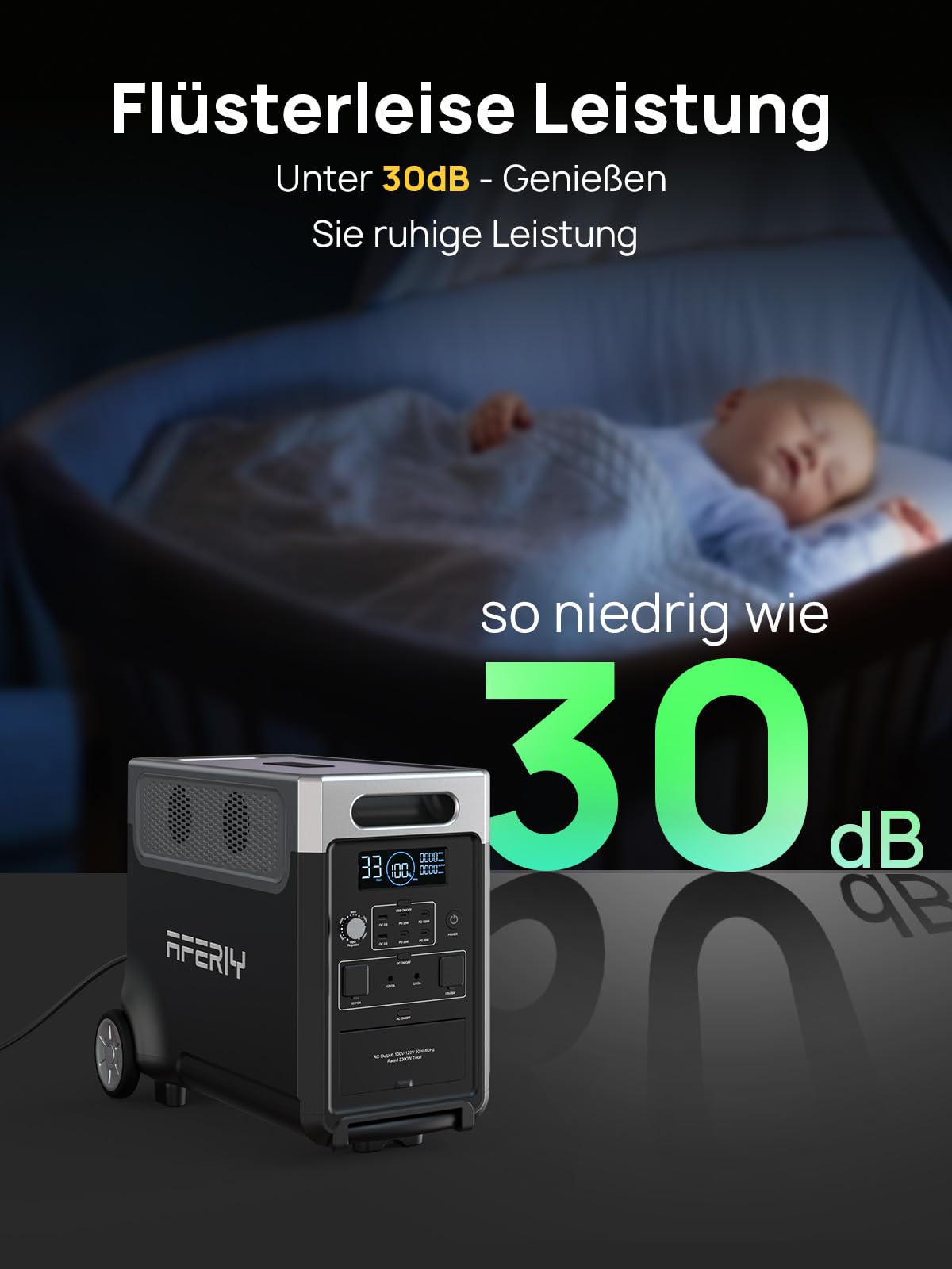 AFERIY 3600W Solargenerator 3840Wh LiFePO4 Powerstation – 3×230V AC, USV, 2200W Schnellladung, tragbar für Camping & Reisen