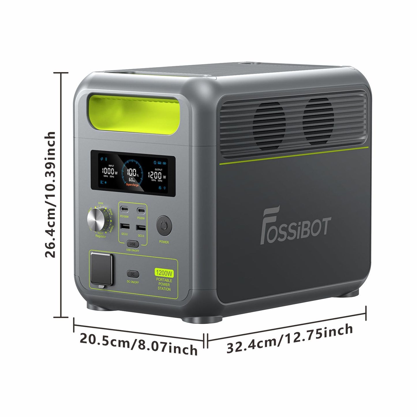 FOSSiBOT F1200 Solargenerator 1024Wh LiFePO4 + 200W Solarpanel, 1200W AC, tragbare Powerstation für Camping & Notstrom