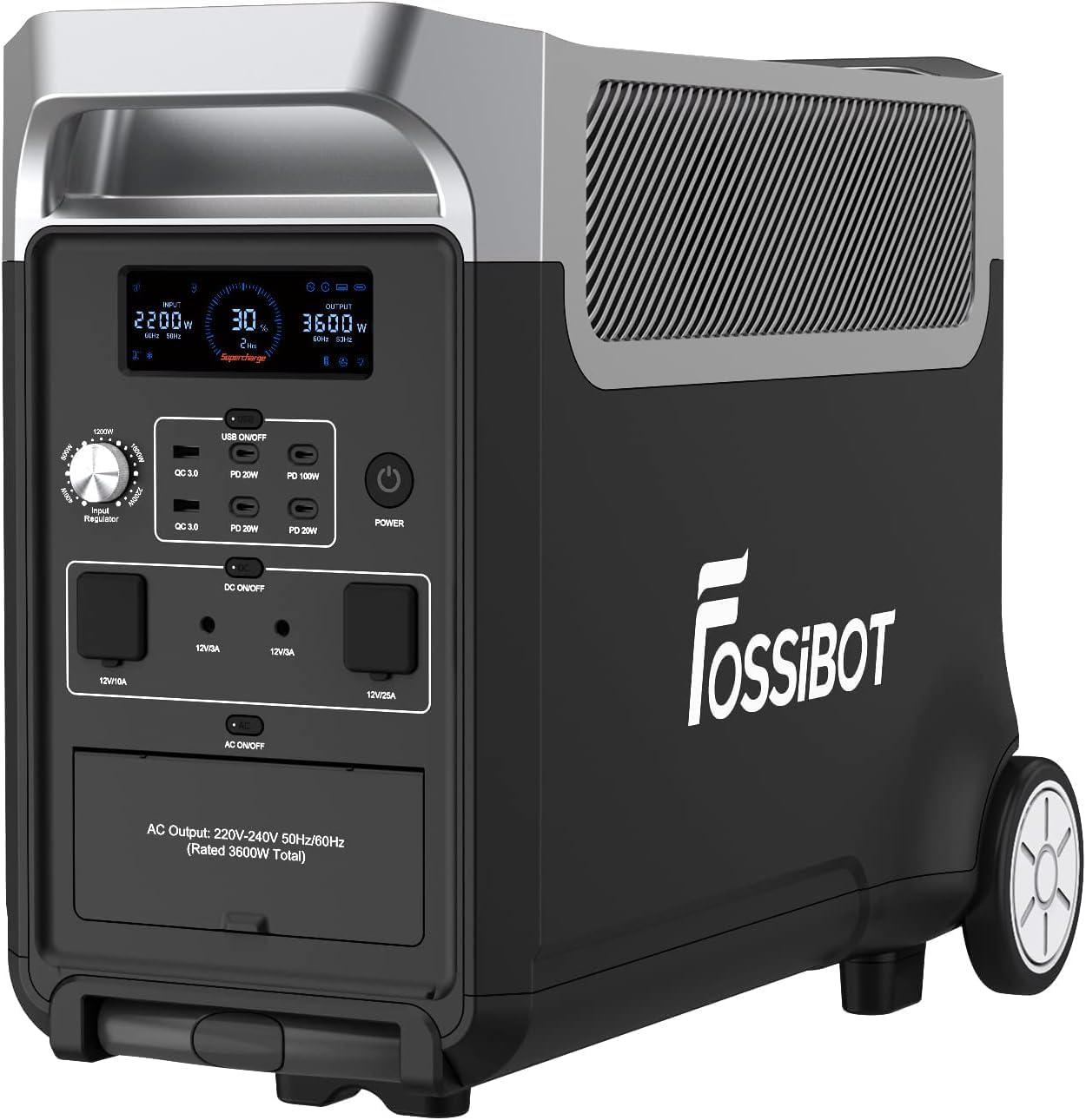 FOSSiBOT F3600 Pro Solargenerator, 3840Wh LiFePO4 Tragbare Powerstation, 3x230V AC Ausgang 3600W (7200W Peak), Stormerzeuger Schnelles Stromspeicher Aufladen Reise Power Station, Outdoor Camping