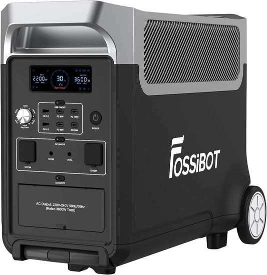 FOSSiBOT F3600 Pro Solargenerator, 3840Wh LiFePO4 Tragbare Powerstation, 3x230V AC Ausgang 3600W (7200W Peak), Stormerzeuger Schnelles Stromspeicher Aufladen Reise Power Station, Outdoor Camping
