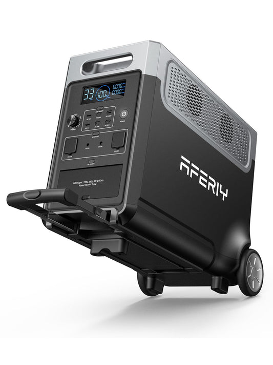 AFERIY 3600W Solargenerator 3840Wh LiFePO4 Powerstation – 3×230V AC, USV, 2200W Schnellladung, tragbar für Camping & Reisen