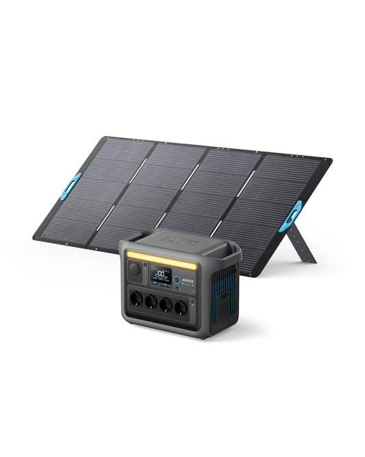 Anker SOLIX C1000 Powerstation Set mit 400W Solarpanel, 1800W/2400W, 4×230V, LFP Akku, tragbarer Solargenerator für Camping & Outdoor