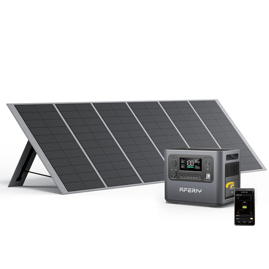AFERIY Solar Generator 2400W 2048Wh mit 400W faltbarem Solarpanel, LiFePO4, 4800W Peak, tragbare Powerstation für Camping & Notstrom