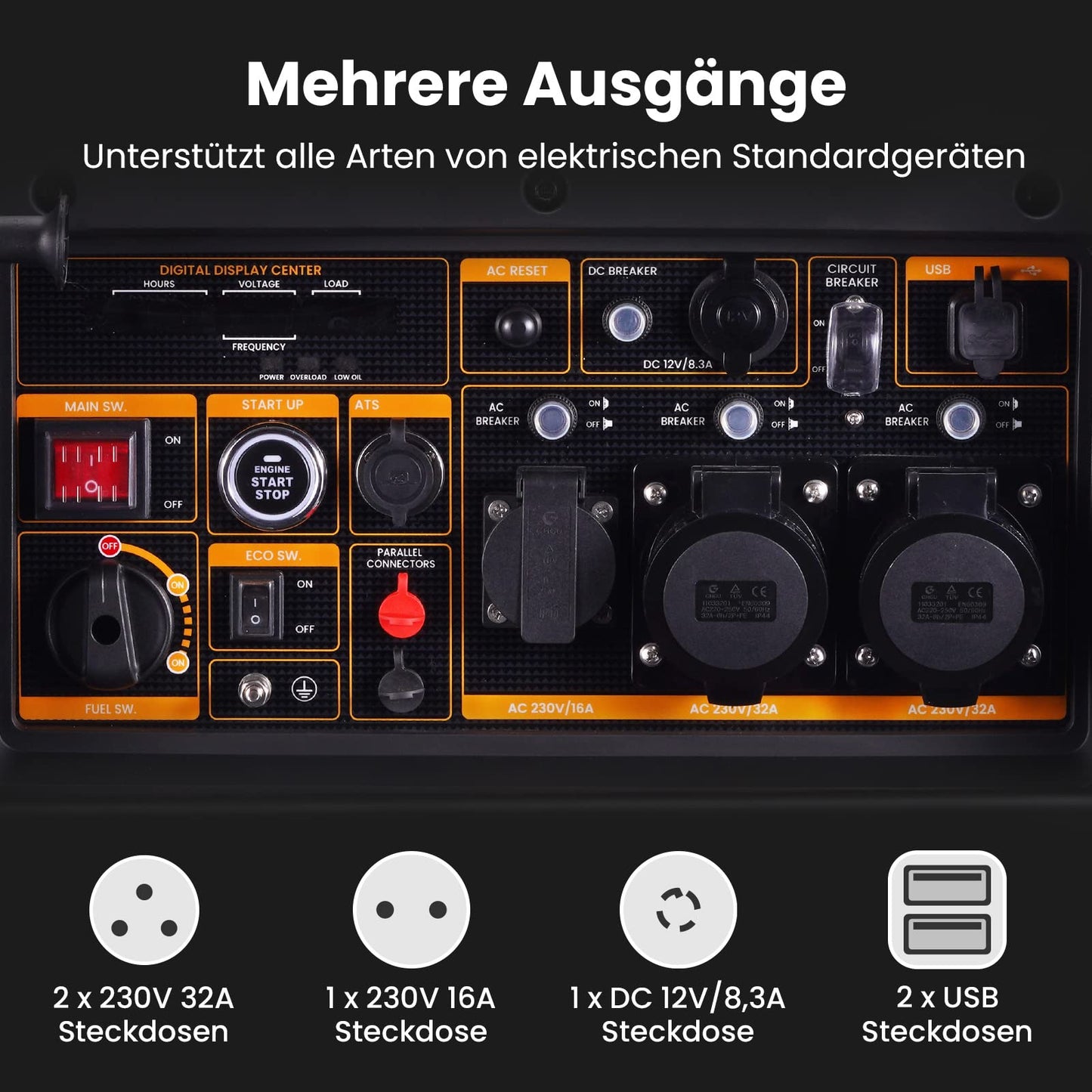 maXpeedingrods Inverter Stromgenerator 8000W Benzin 4 Takt Leise und leicht als Notstromaggregat hausversorgung für Garage