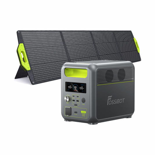 FOSSiBOT F1200 Solargenerator 1024Wh LiFePO4 + 200W Solarpanel, 1200W AC, tragbare Powerstation für Camping & Notstrom