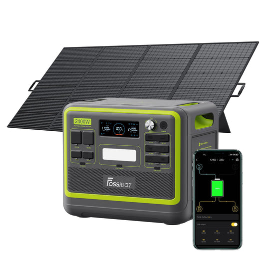 FOSSiBOT F2400 Tragbare Powerstation 2048Wh LiFePO4 mit mit 420W Solarpanel, 3x AC Ausgängen 2400W (4800W Peak) Solargenerator, 230V AC/DC/USB C/QC3.0, Mobiler Stromgenerator für Outdoor Camping