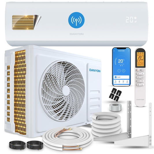 Danyon Split-Klimaanlage 12000 BTU (3,4 kW), Inverter, leise, Smart Home, Heizfunktion, R32 vorgefüllt, Timer, für bis zu 59 m², inkl. 5 m Set