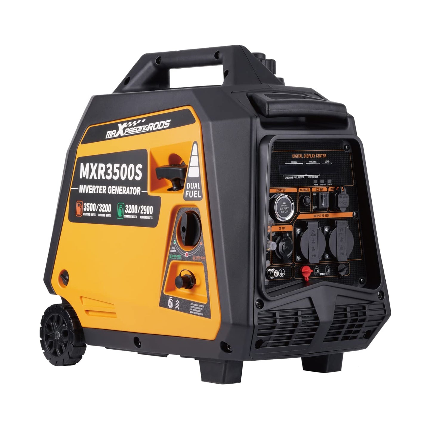 maXpeedingrods 3500W Inverter Generator, LPG/Benzin, leise, Elektrostart & Fernbedienung, tragbar für Camping & Notstrom
