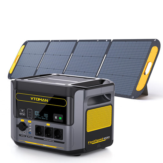 VTOMAN FlashSpeed 1500 Powerstation 1548Wh + 200W Solarpanel, LiFePO4, 1500W AC, 1h Schnellladung, Camping & Zuhause