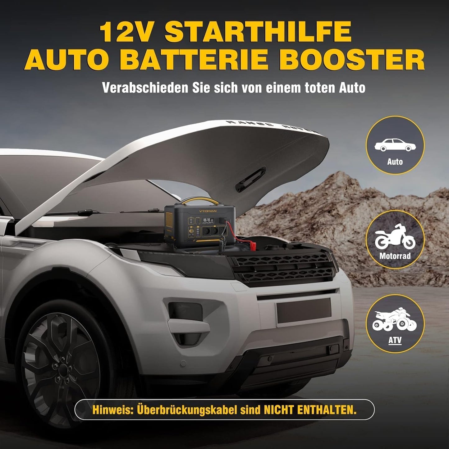VTOMAN Jump 2200 Powerstation 1548Wh/2200W + 110W Solarpanel, LiFePO4, erweiterbar 3096Wh, Camping & Notstrom