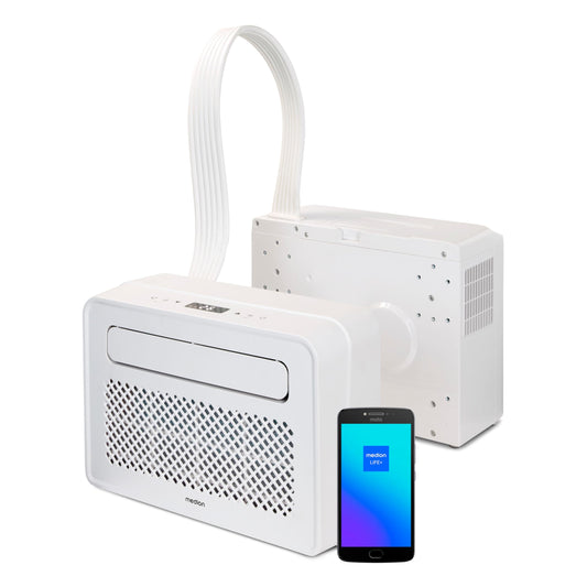 MEDION P502 Split-Klimaanlage, 5000 BTU, smart, für Wohnwagen, Camper & Boote, mit Montagekit, Kühlen, Entfeuchten, Ventilieren, Schlafmodus