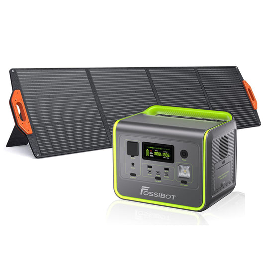 FOSSiBOT Powerstation 512Wh + 200W Solarpanel, LiFePO4, 800W/1600W, 1,5h Schnellladung, 230V Sinus, Camping & Wohnmobile