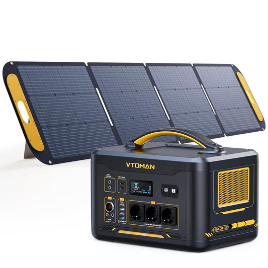 VTOMAN Jump 1500X Powerstation 828Wh/1500W + 200W Solarpanel, LiFePO4, erweiterbar 2376Wh, Camping & Notstrom