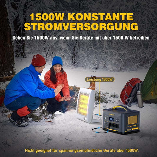 VTOMAN Jump 1500X Powerstation 828Wh/1500W + 200W Solarpanel, LiFePO4, erweiterbar 2376Wh, Camping & Notstrom