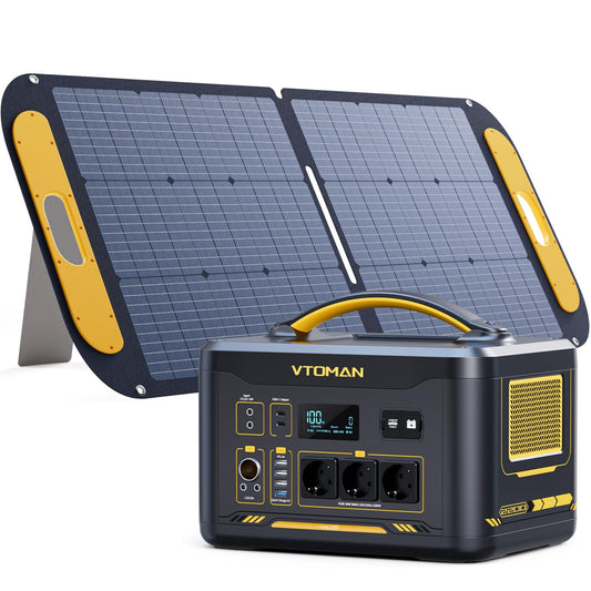 VTOMAN Jump 2200 Powerstation 1548Wh/2200W + 110W Solarpanel, LiFePO4, erweiterbar 3096Wh, Camping & Notstrom
