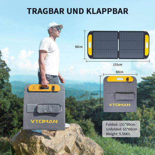 VTOMAN Jump 2200 Powerstation 1548Wh/2200W + 110W Solarpanel, LiFePO4, erweiterbar 3096Wh, Camping & Notstrom