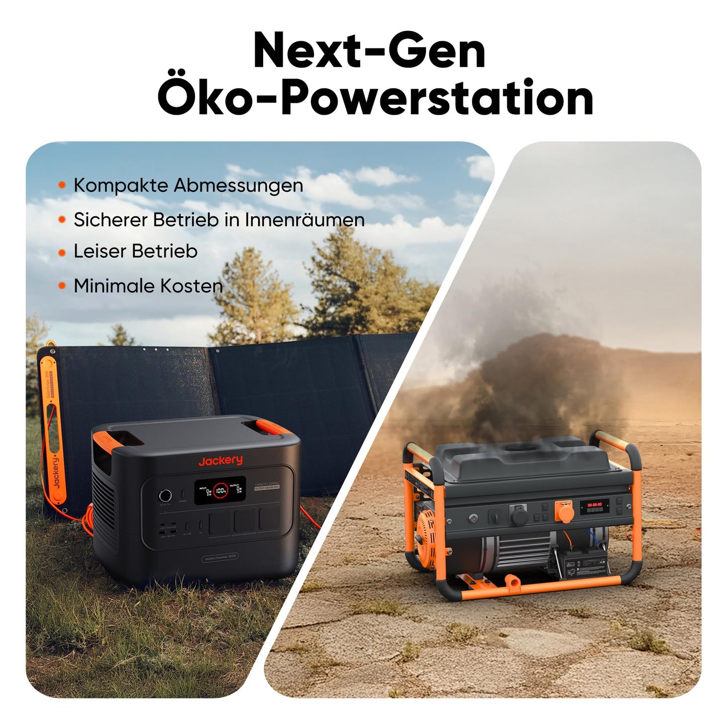 Jackery E3000 V2 3072Wh Powerstation mit DC8020 Kfz-Ladekabel, 3600W Dauerleistung, 2x USB-C PD100W, Kompakte Powerstation für Notstrom, Camping, Wohnmobil & Haushalt