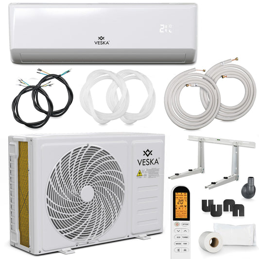 Split-Klimaanlage VSK-12000BTU, 12000 BTU (3,5 kW), A++/A+, WiFi/App, R32, mit Fernbedienung, Timer & komplettem Montagematerial