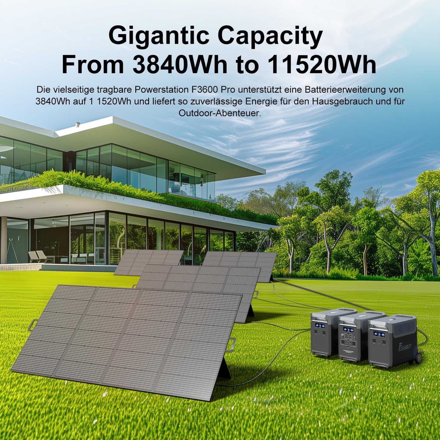 FOSSiBOT F3600 Pro Powerstation mit FB3840 Erweiterungsakku 7,68 kWh